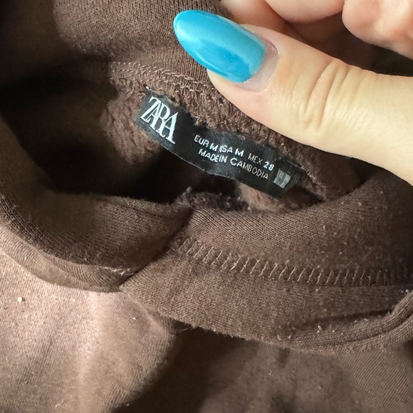 Zara Brown Crop Hoodie - Picture 2 of 2